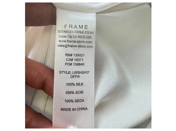 Frame Denim Blusa FRAME Gillian de mangas abullonadas en seda marfil Blanco Crudo - vista 5