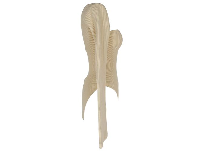 Khaite Maddy Langarmshirt aus gerippter Viskose in Creme Weiß Roh - Ansicht 2