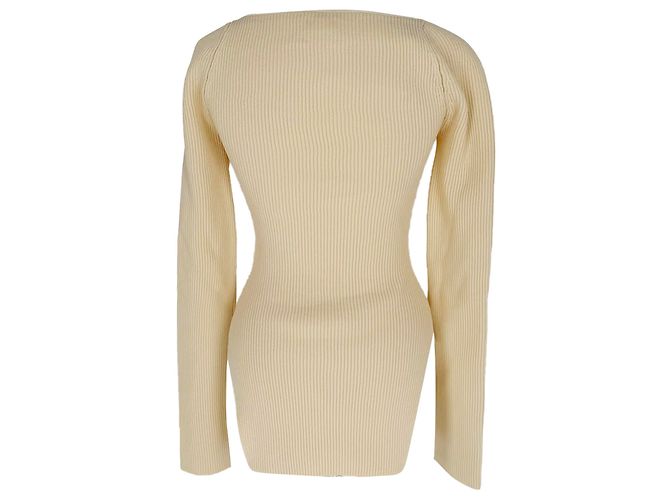 Khaite Maddy Langarmshirt aus gerippter Viskose in Creme Weiß Roh - Ansicht 3