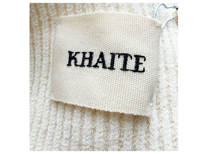 Khaite Maddy Langarmshirt aus gerippter Viskose in Creme Weiß Roh - Ansicht 4