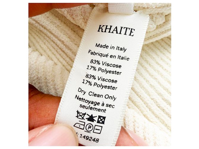 Khaite Maddy Langarmshirt aus gerippter Viskose in Creme Weiß Roh - Ansicht 6