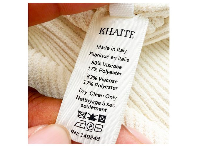 Khaite Maddy Langarmshirt aus gerippter Viskose in Creme Weiß Roh - Ansicht 7