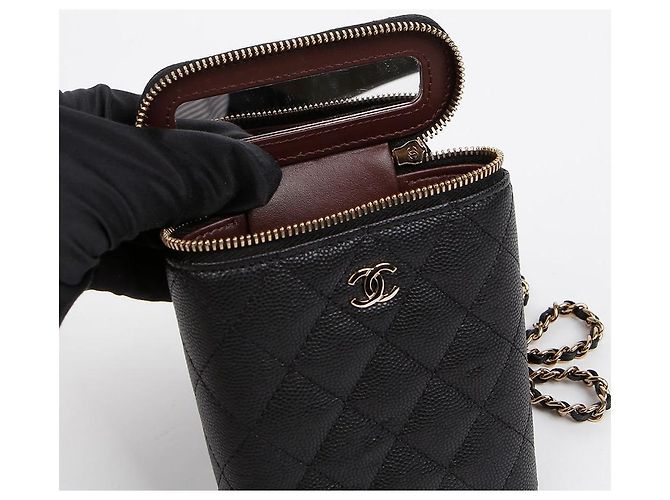 Vanity Chanel Mini borsa a tracolla Classic Caviar Black Nero - vista 8