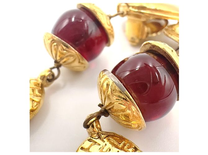Orecchini Chanel Gripoix Mademoiselle Gold D'oro Metallico - vista 7