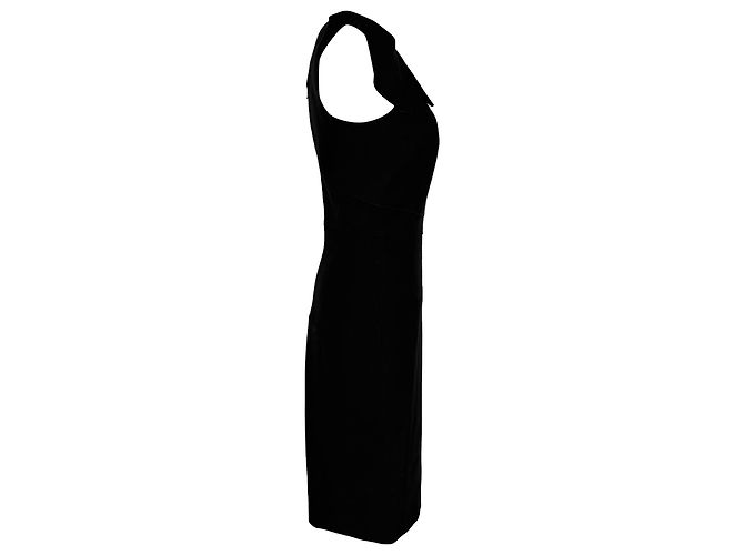 Roland Mouret Rouland Mouret Midi-Kleid mit Boot Ausschnitt aus schwarzer Wolle - Ansicht 3