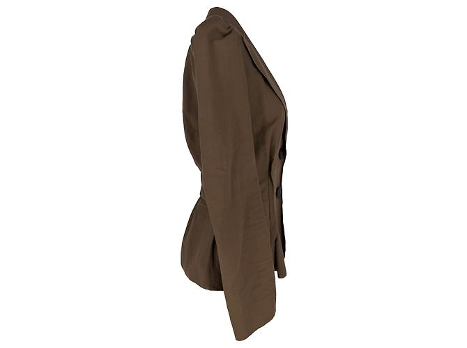 Blazer de tafetán Lanvin en seda marrón Castaño Roja - vista 2