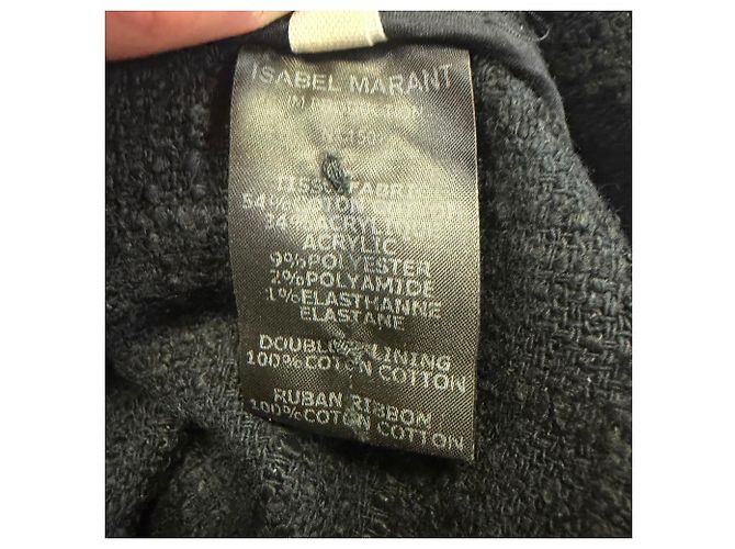 Blazer de tweed com botões Isabel Marant Etoile em algodão preto - vista 4