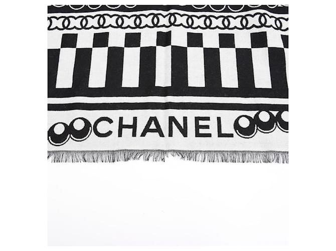 Sciarpa Chanel CC Logo nera in lana Nero - vista 3