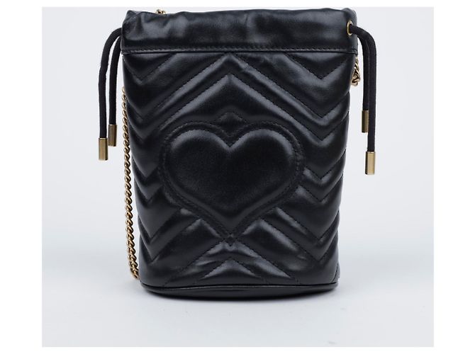 Gucci Mini bolsa bucket GG Marmont preta - vista 3
