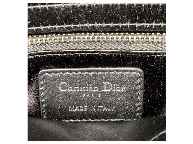 Mini borsa Lady Dior Strass Cannage in raso nero - vista 8