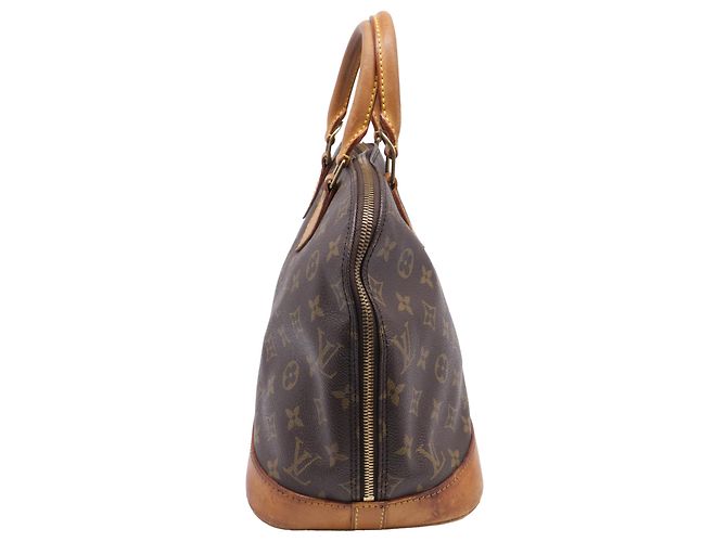 Borsa Louis Vuitton Monogram Alma PM in tela marrone Rosso - vista 3