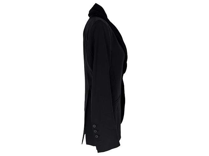 Blazer Rick Owens à revers châle et boutonnage simple en laine noire - vue 9