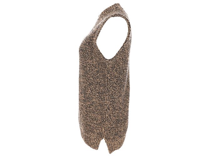 Ganni Ärmelloser Rollkragenpullover aus brauner Merinowolle - Ansicht 2
