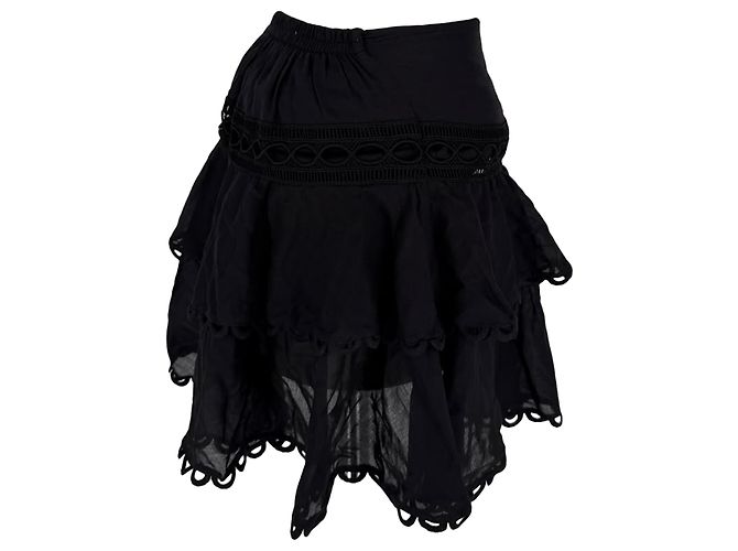 Autre Marque Minifalda Charo Ruiz de algodón negro con ribete de encaje - vista 2