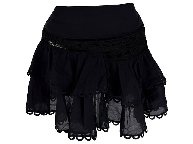 Autre Marque Minifalda Charo Ruiz de algodón negro con ribete de encaje - vista 3