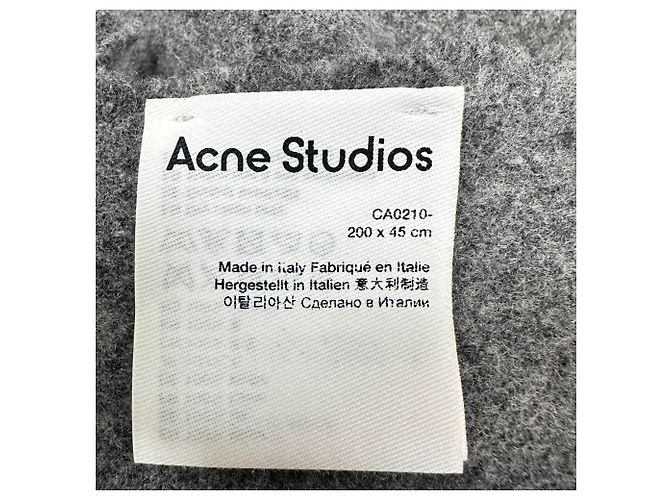 Sciarpa con frange Acne Studios in lana grigia Grigio - vista 3