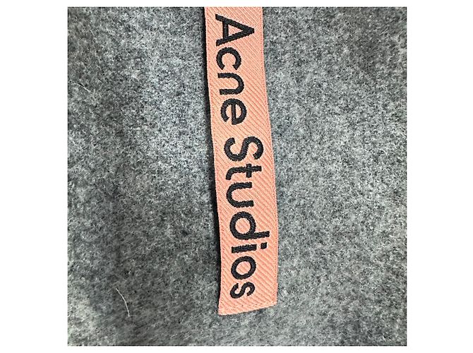 Sciarpa con frange Acne Studios in lana grigia Grigio - vista 7