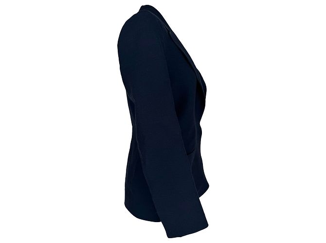 Blazer monopetto Lanvin con tasche in lino blu navy - vista 2