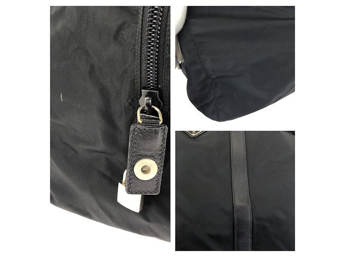 Borsa Boston in Nylon Tessuto Saffiano e Pelle Prada Nero - vista 5