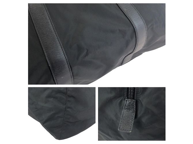 Borsa Boston in Nylon Tessuto Saffiano e Pelle Prada Nero - vista 6