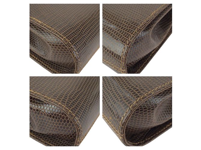 Gucci Echsenleder 2way Schultertasche Clutch Bag Braun - Ansicht 3