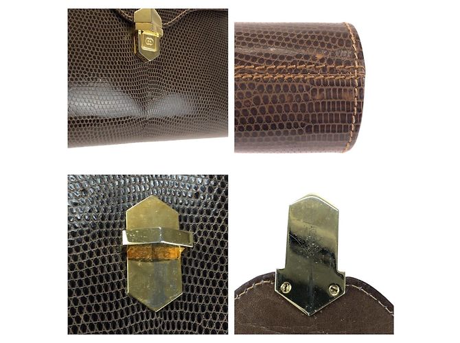 Gucci Echsenleder 2way Schultertasche Clutch Bag Braun - Ansicht 5
