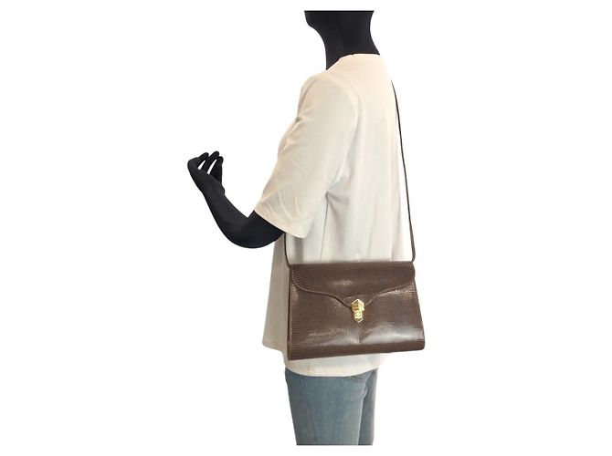Gucci Echsenleder 2way Schultertasche Clutch Bag Braun - Ansicht 6