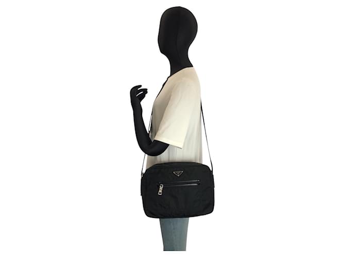 Borsa a tracolla PRADA Tessuto Nylon Nero - vista 6