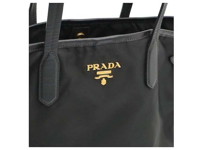 Bolso Tote de Nylon y Cuero Prada Negro - vista 8
