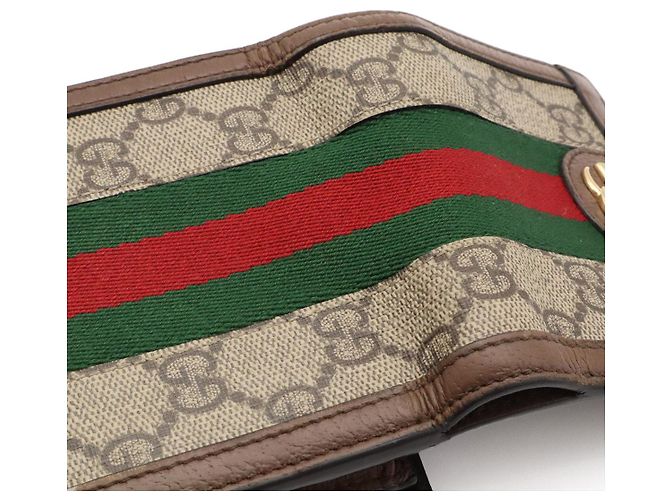 Portafoglio compatto Gucci Ophidia GG Supreme Marrone Beige - vista 8