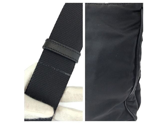 Borsa a tracolla in nylon Tessuto Saffiano e pelle Prada Nero - vista 5