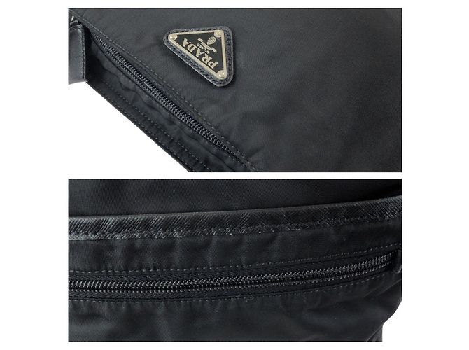 Borsa a tracolla in nylon Tessuto Saffiano e pelle Prada Nero - vista 6