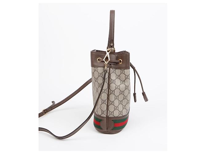 Gucci Borsa a secchiello Ophidia Small Shoulder Bag Marrone - vista 3