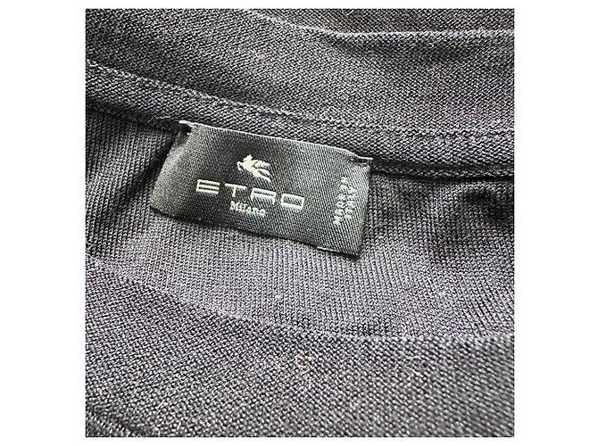 Camiseta de cuello redondo Etro con estampado geométrico en algodón negro - vista 3