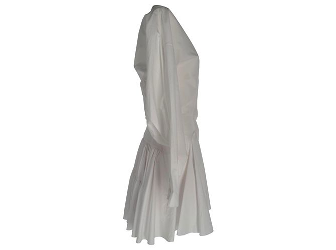 Alaïa Langarm-A-Linien-Minikleid aus weißer Baumwolle - Ansicht 2