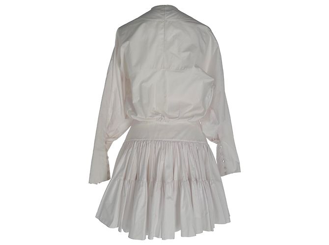 Alaïa Langarm-A-Linien-Minikleid aus weißer Baumwolle - Ansicht 3