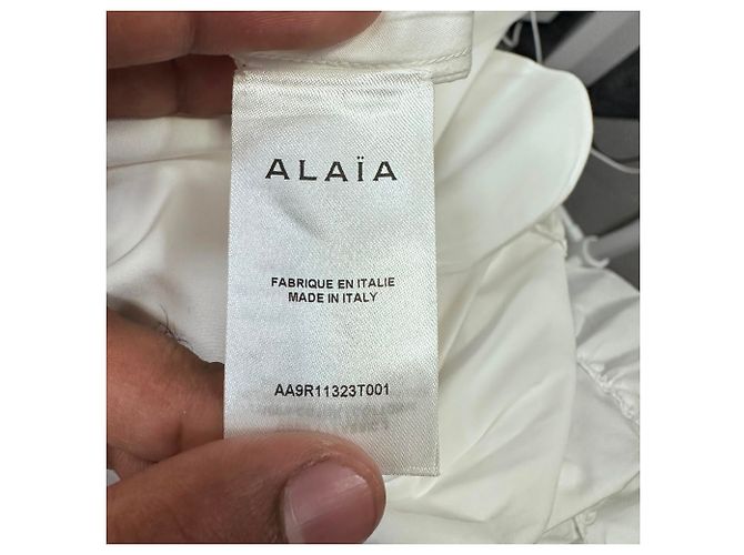 Alaïa Langarm-A-Linien-Minikleid aus weißer Baumwolle - Ansicht 5