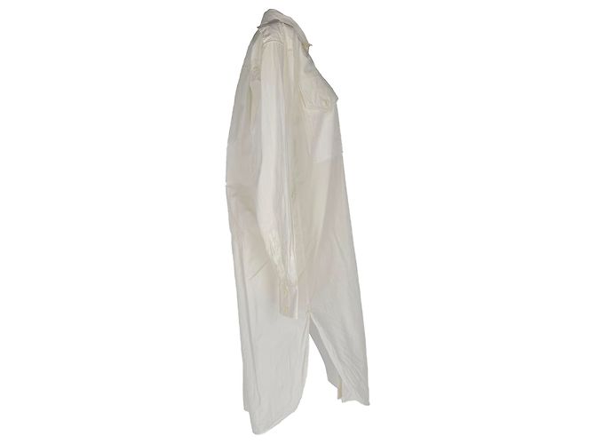Céline Vestido camisa midi con botones Celine en algodón blanco Crudo - vista 2