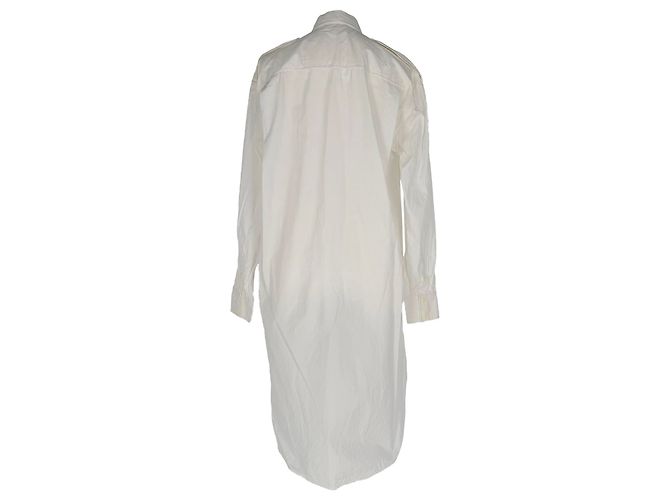 Céline Vestido camisa midi con botones Celine en algodón blanco Crudo - vista 3