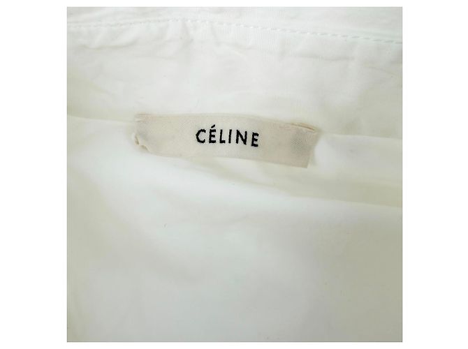 Céline Vestido camisa midi con botones Celine en algodón blanco Crudo - vista 4