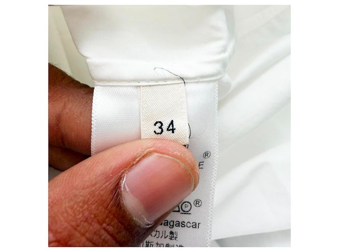 Céline Vestido camisa midi con botones Celine en algodón blanco Crudo - vista 5