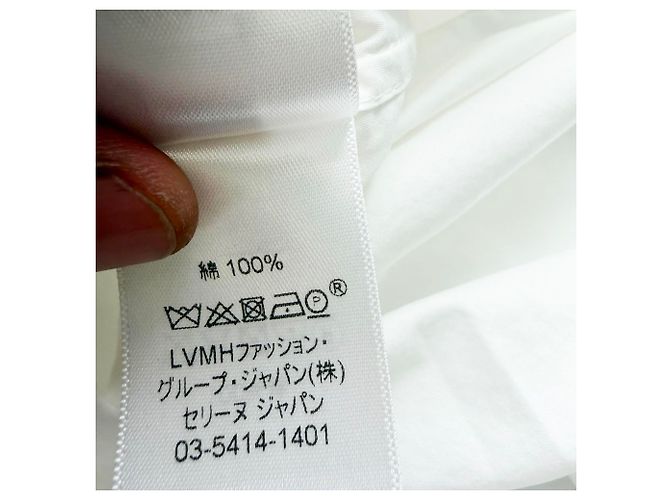 Céline Vestido camisa midi con botones Celine en algodón blanco Crudo - vista 8