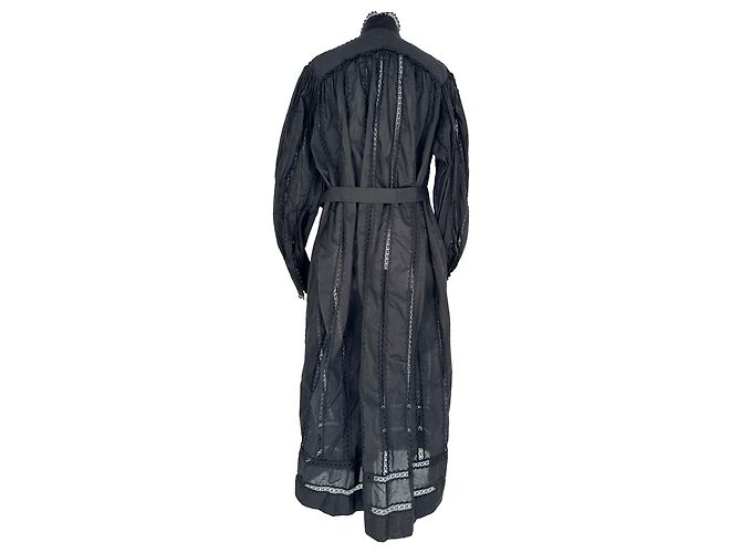 Conjunto de vestido midi com cinto e gola alta em algodão preto da Zimmermann - vista 3