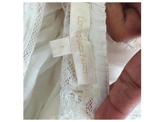 Vestido mini de encaje con volantes LoveShackFancy en algodón blanco Crudo - vista 4