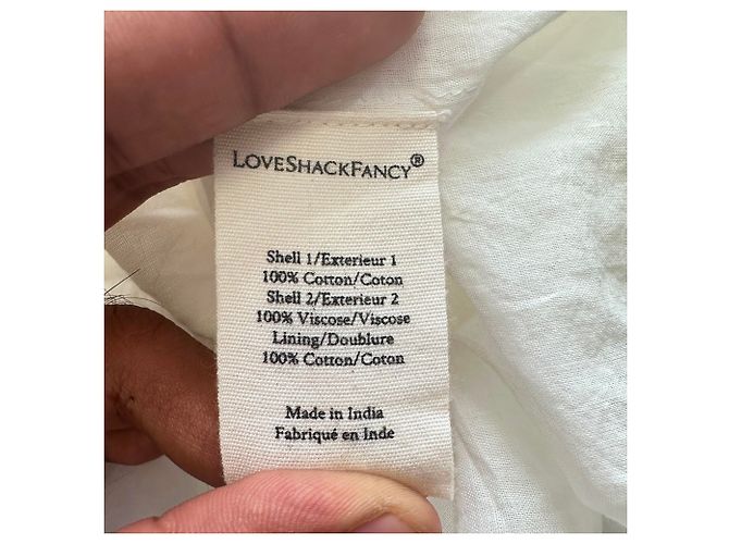 Vestido mini de encaje con volantes LoveShackFancy en algodón blanco Crudo - vista 5