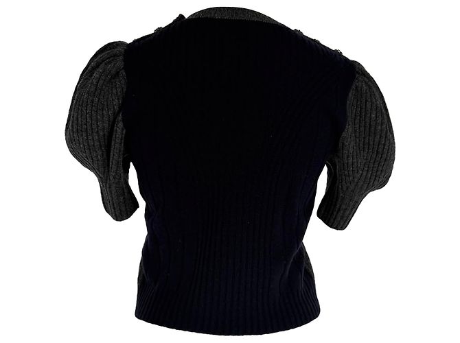 Alexander McQueen Strickbluse mit Puffärmeln aus schwarzer Wolle - Ansicht 2