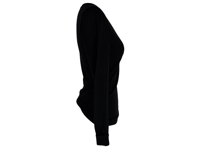 Suéter Alaïa com decote em V em lã preta Preto - vista 3