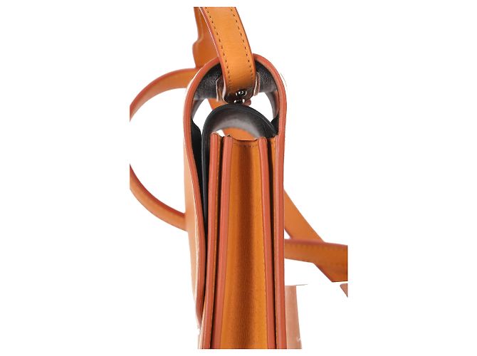 Bolsa transversal com aba Jil Sander em couro laranja Coral - vista 2