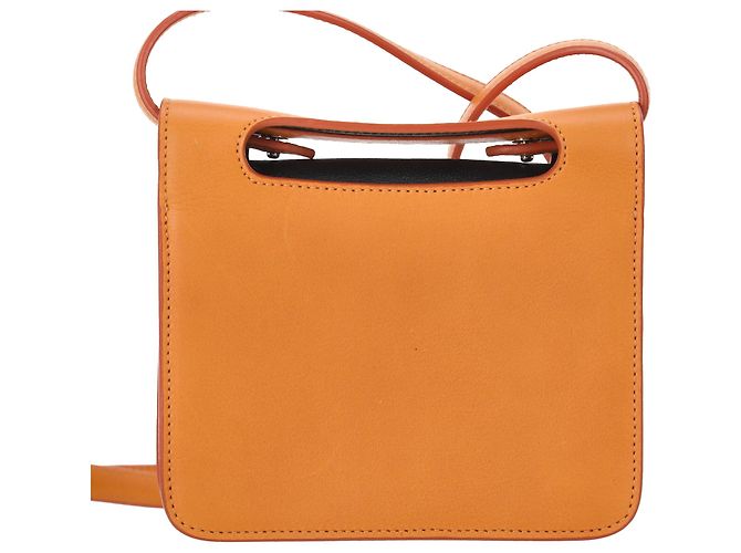 Bolsa transversal com aba Jil Sander em couro laranja Coral - vista 3