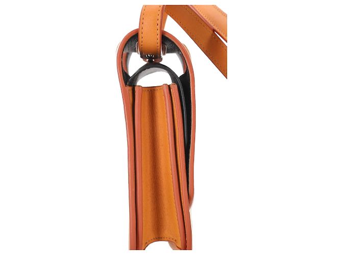 Bolsa transversal com aba Jil Sander em couro laranja Coral - vista 4